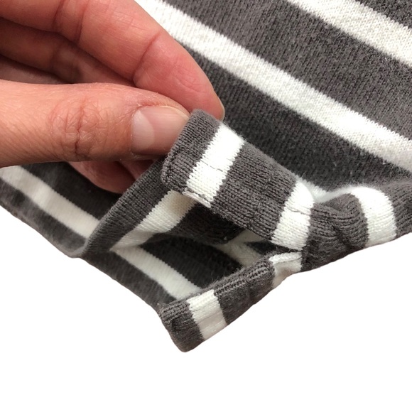 Muji Long Sleeve Breton Top Heavy Cotton Dark Grey Stripe Medium - Picture 5 of 5